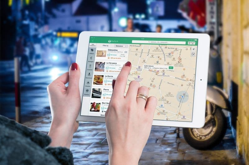 Google Maps displayed on a tablet
